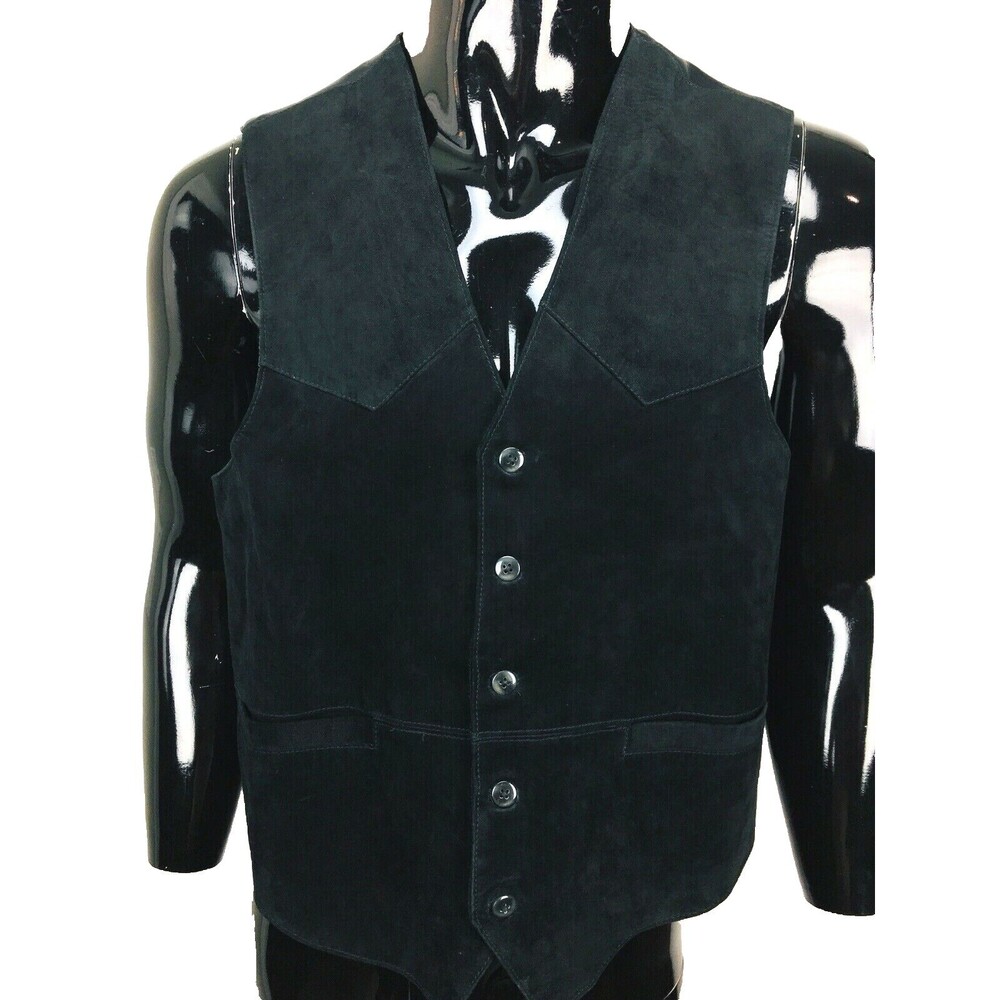 Vintage 90s Pelle Sport Suede Steampunk Western Cowboy Leather Vest Large